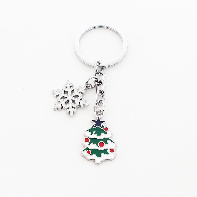 Wholesale Christmas Santa Claus Christmas Hat Drop Oil Zinc Alloy Keychain